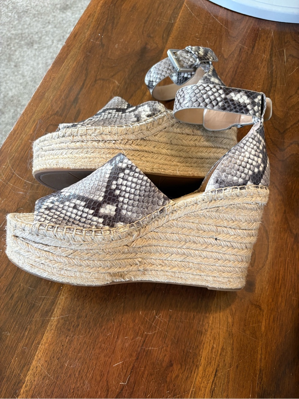 Marc Fisher Espadrille Wedge Sandals in Snake Print